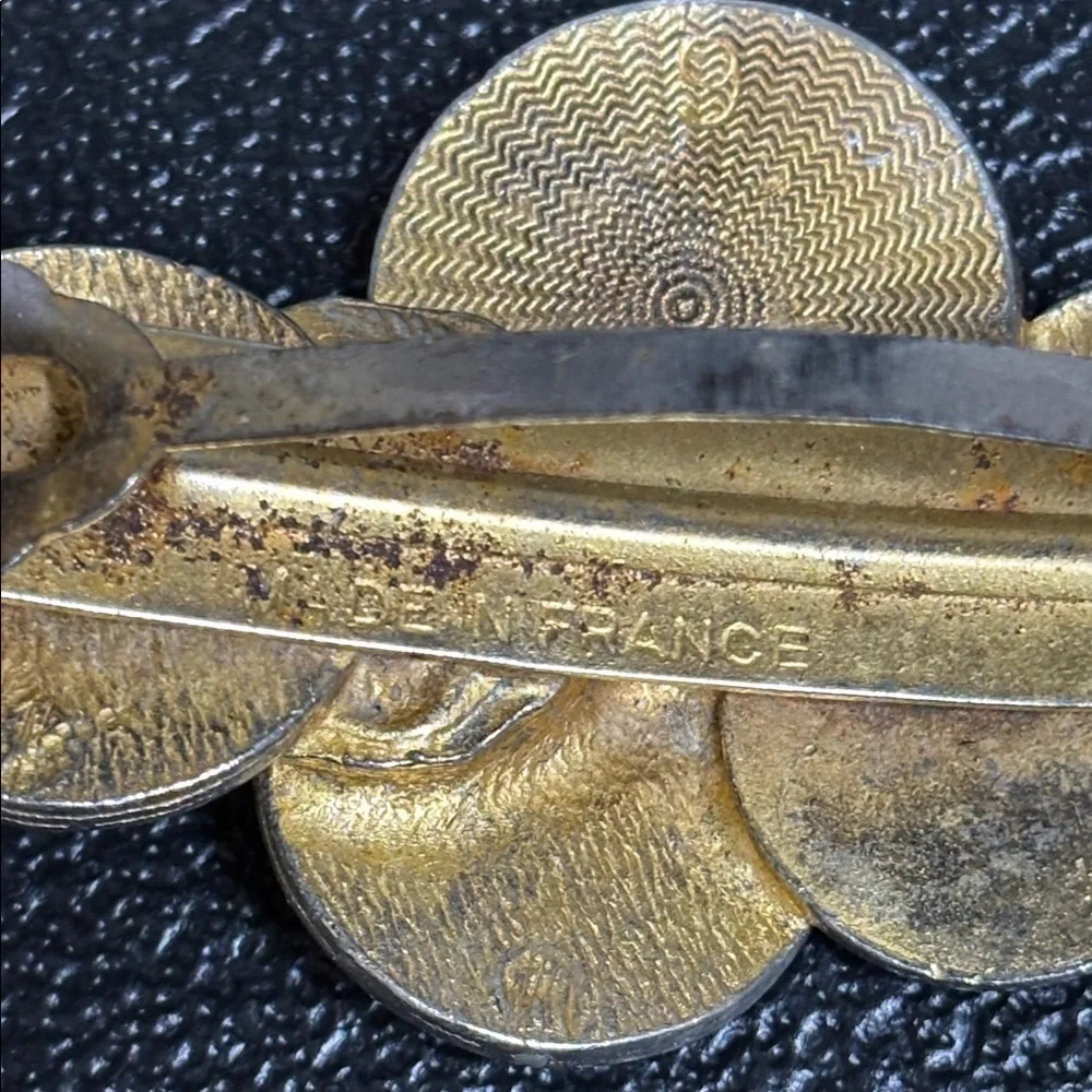 Vintage Gold Tone Coin Hair Clip Made in France